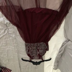 Maroon High Low Party Dress